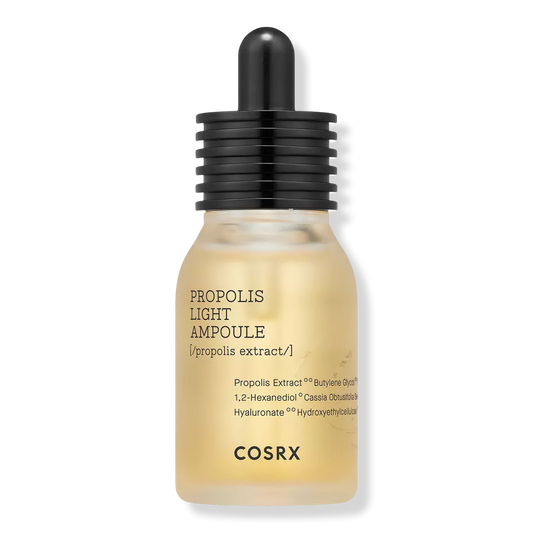 COSRX Full Fit Propolis Light Ampoule 30ml front view - A lightweight, hydrating Korean propolis ampoule for glowing skin.