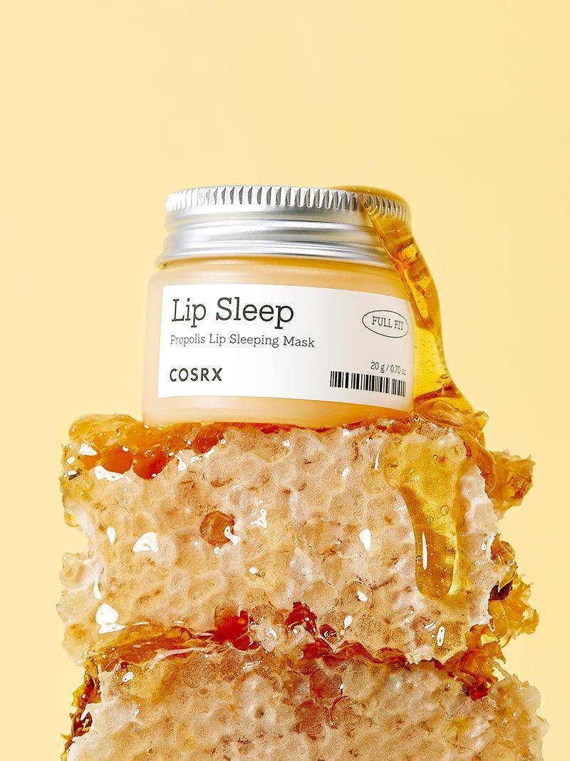 COSRX Full Fit Propolis Lip Sleeping Mask packaging showing the 20g size for overnight lip hydration.