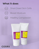 Texture of the COSRX good night soft peeling gel on a fingertip, showing its clear gel consistency before application.