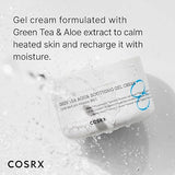 Texture close-up of COSRX Hydrium green tea gel cream — lightweight, cooling, non-greasy gel.