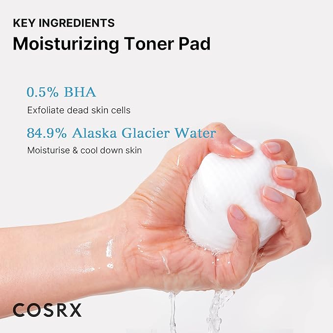 Smooth side of the COSRX moisture pad used for soothing and prepping skin for makeup.