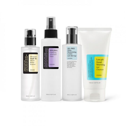 COSRX Revamp Your Beauty Exclusive Set A – Complete K-Beauty Skincare Routine Set with Cleanser, Toner, Lotion & Snail Essence