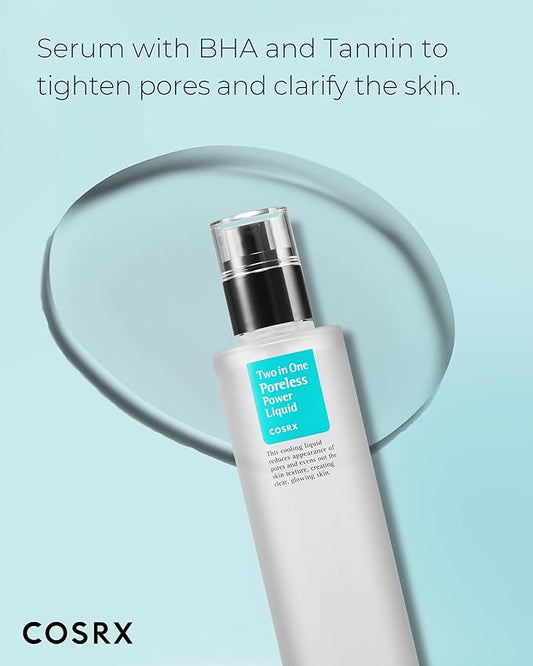 Back label and ingredients of COSRX Two in One Poreless Power Liquid product details and usage