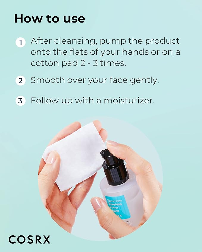 COSRX Two in One Poreless Power Liquid in bathroom setting daily pore care routine