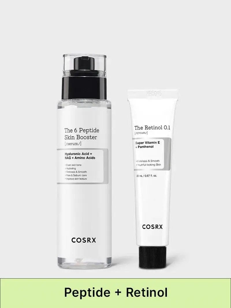 COSRX wrinkle care boost bundle pack with 6 Peptide Skin Booster Serum and Retinol 0.1 Cream