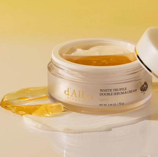 Front view of D'Alba White Truffle Double Serum & Cream – dual-layer hydrating formula