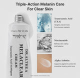 Woman applying Dr. Althea Melaclear cream to her face for balanced tone and hydration.