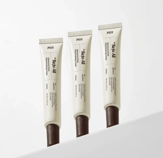 Close up texture of the Dr. Reju All Advanced Rejuvenating Cream showing the lightweight gel-cream consistency on skin.