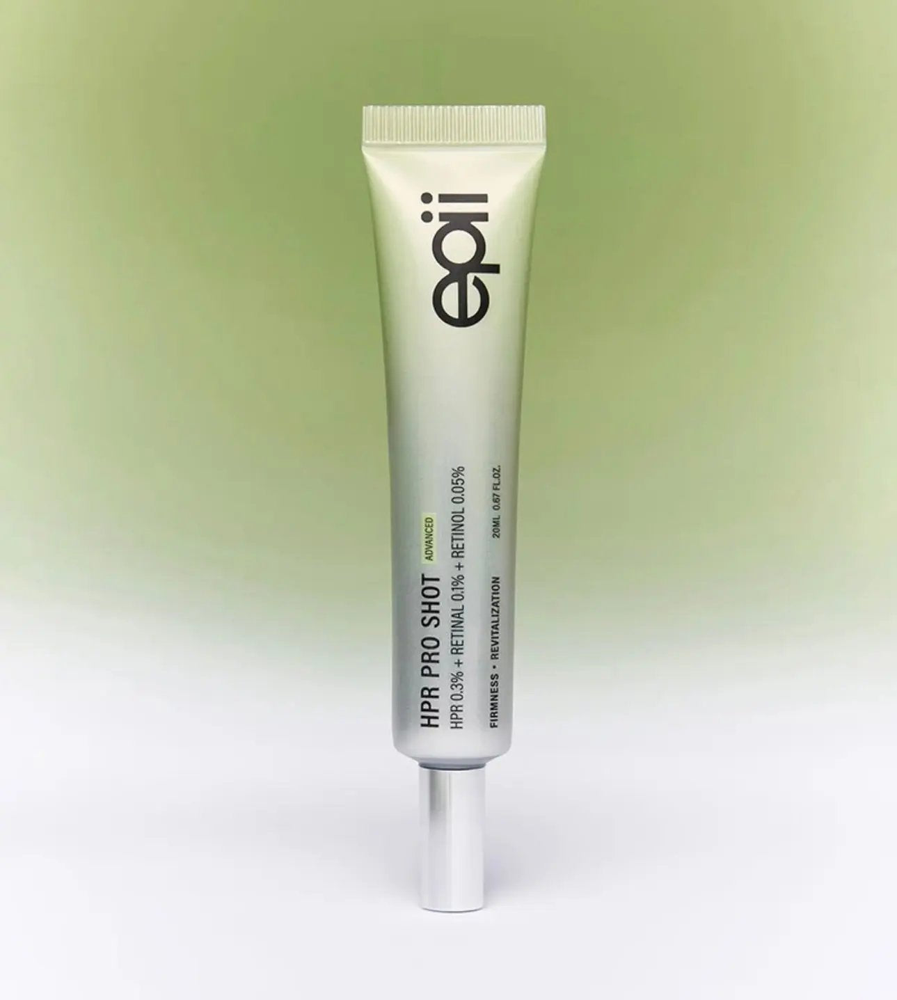 EPII HPR Pro Shot skincare 20ml tube with three-retinoid complex for firmer-looking skin.