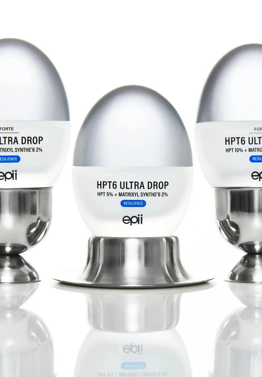 Lightweight fluid texture of epii HPT6 drop 5 serum absorbing quickly into skin