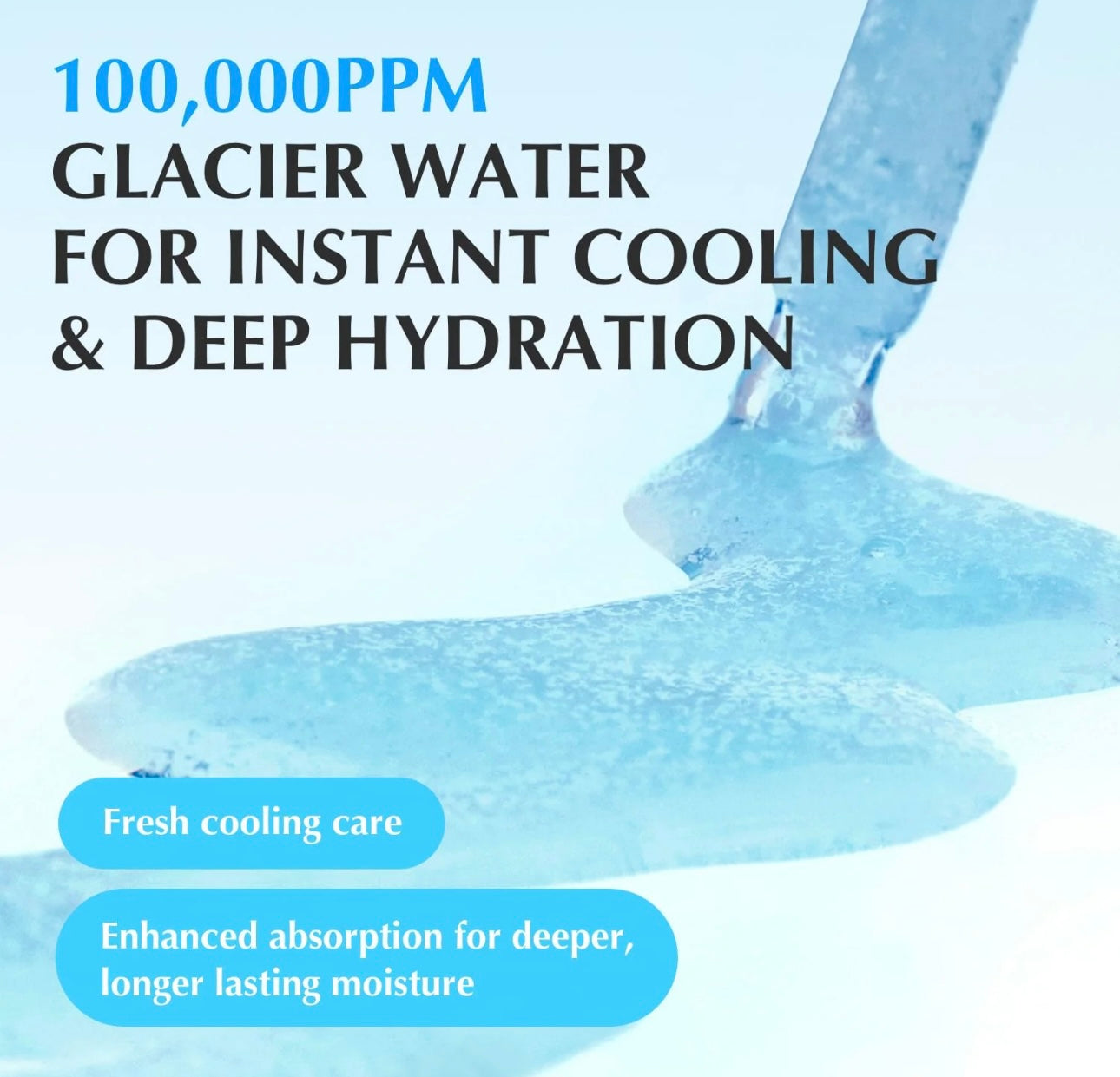 Lightweight water‑burst texture of the Eqqualberry Hyaltoin Flooding serum spreading easily on the back of a hand.