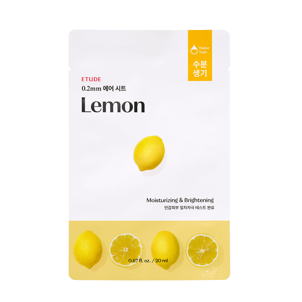 Etude 0.2 Therapy Air Mask (Lemon) — vitamin-rich lemon mask to revive dull skin.