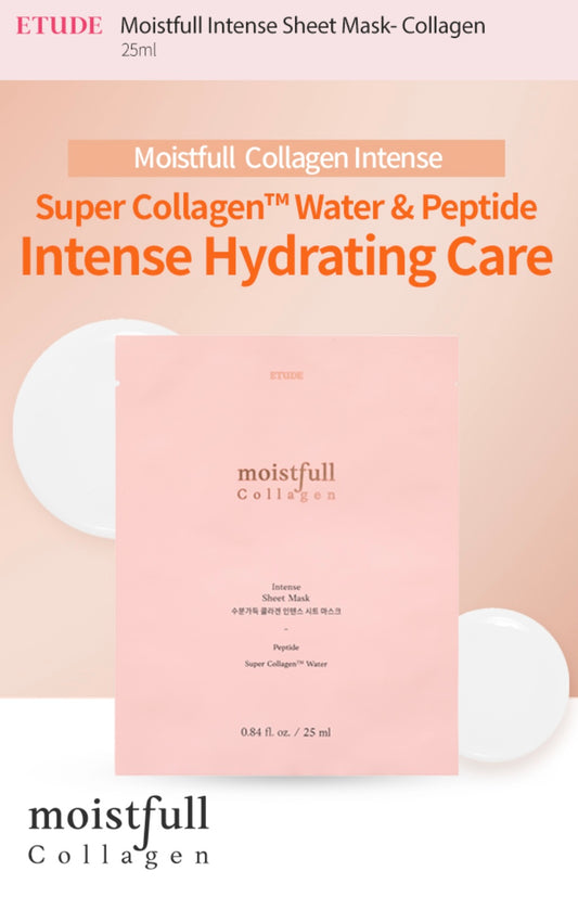 Single pouch of Etude House Moistfull Collagen sheet mask — moisturizing face mask with Super Collagen water