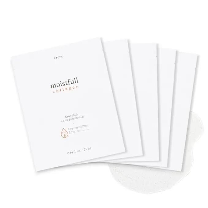 ETUDE Moistfull Collagen Sheet Mask 5pcs Set – Korean skincare for deep hydration and bouncy skin.