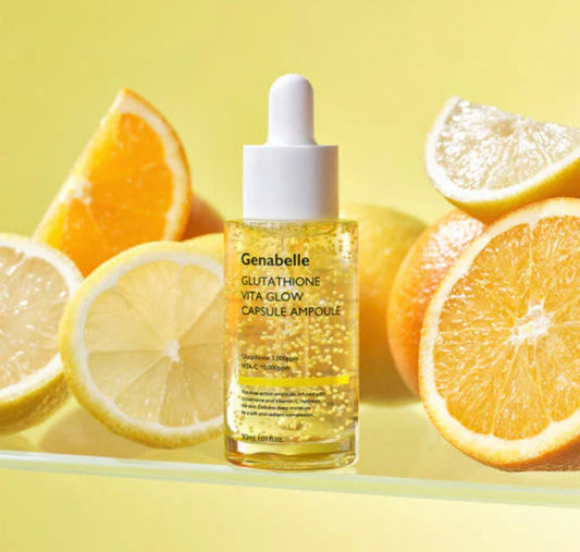 Genabelle Glutathione Vita Glow Capsule Ampoule 30ml for pore dark spot brightening and glowing skin.