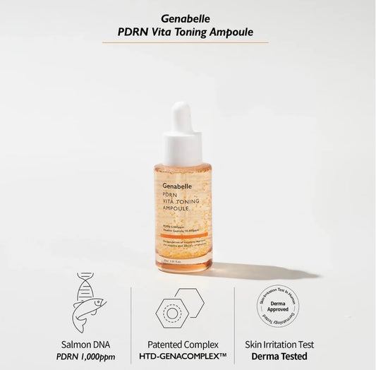 Full list of key ingredients in the Genabelle PDRN Vita Toning Ampoule.