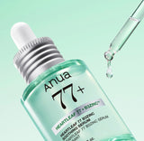 Back of Anua Heartleaf 77 B3Zinc Soothing Serum bottle showing full ingredient list and directions