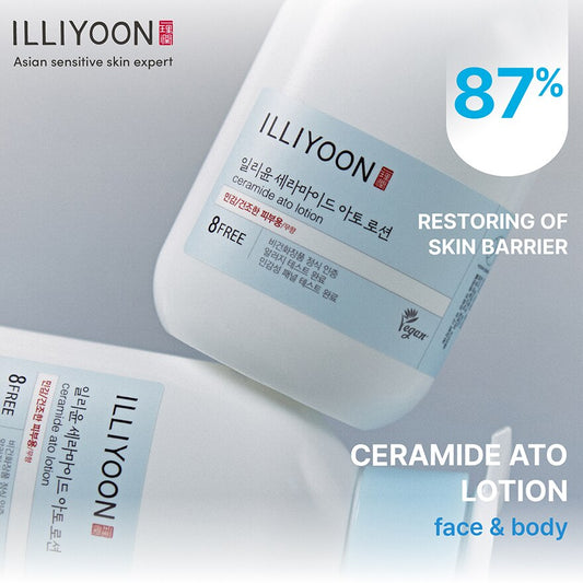 Ingredient list of Illiyoon Ceramide Ato Lotion showing gentle, skin-loving formulation