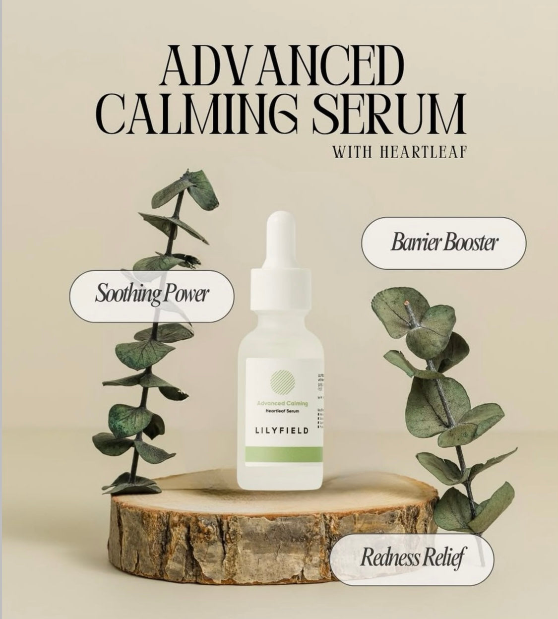 Lifestyle shot featuring Lilyfield Trio advanced calming serums in use