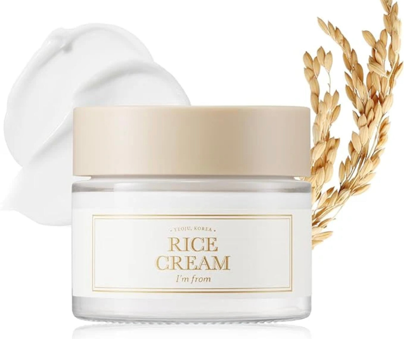 I’m From Rice Cream 50g jar on a bright shelfie, highlighting the i m from rice cream packaging and promise of a strengthened skin barrier.