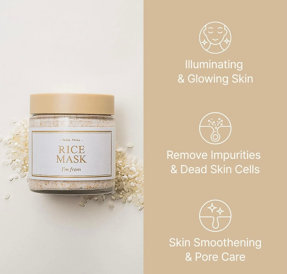  I’m From Rice Mask benefits — illuminating glow, removes impurities and dead skin cells, smoothing and pore care.