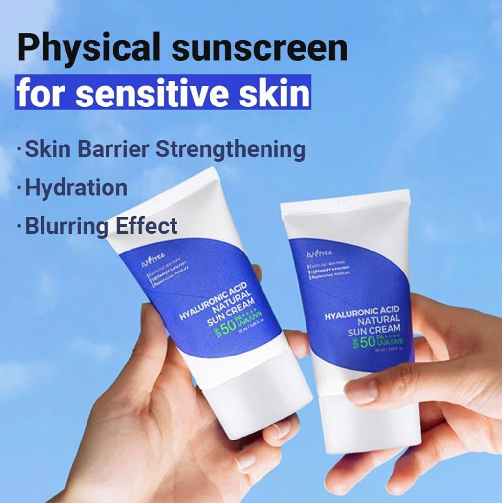 Close-up of the light, creamy texture of ISNTREE Natural Sun Cream.