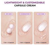 Close up of JUMISO Niacinamide 5 overnight cream showing the dual-gel purple capsule and clear gel texture on a spatula.