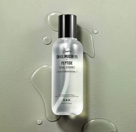 Front view of Jumiso Snail Mucin 95 Peptide Facial Essence bottle – hydrating and firming essence.