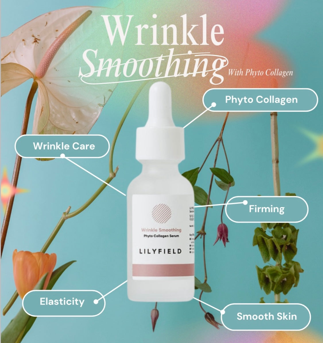 Lilyfield Trio luminous glow wrinkle smoothing serums displayed on table