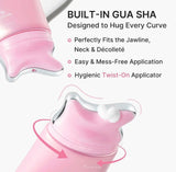 How to use Medicube PDRN collagen gua sha neck cream with upward strokes to reduce wrinkles and sagging.