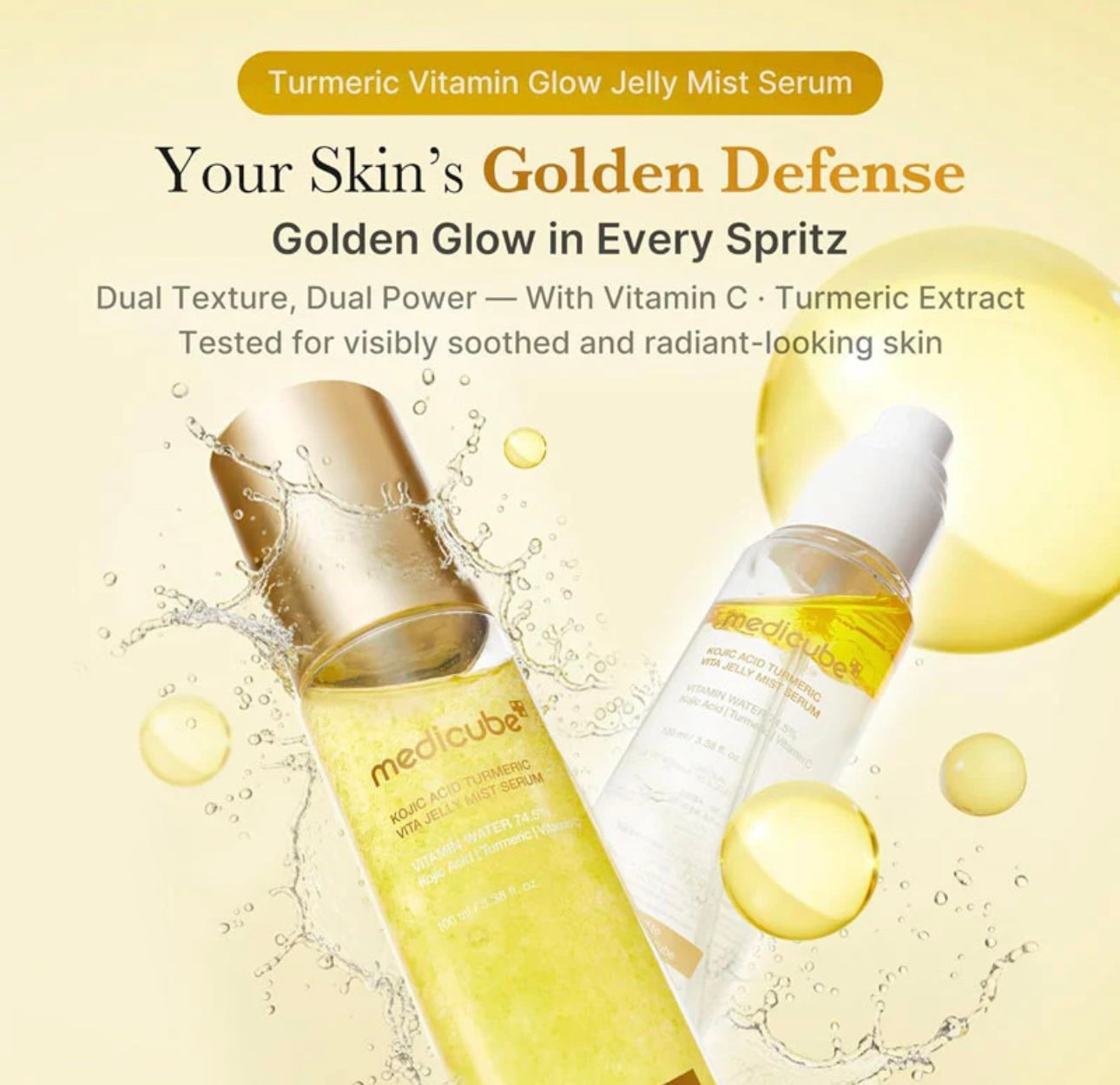 Medicube Kojic Turmeric Vita Jelly Mist Serum spraying fine mist on face