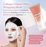 Woman wearing the Medicube Milk Toning Mask for deep hydration