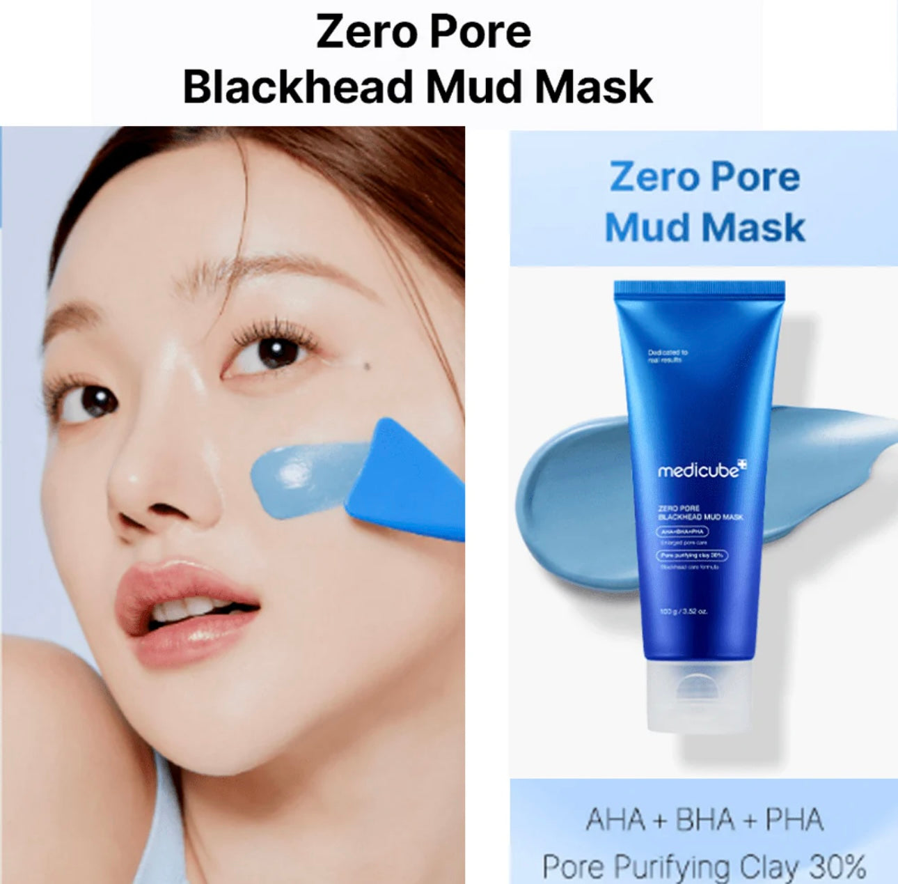 Applying Medicube zero blackhead mud facial mask on nose and forehead areas