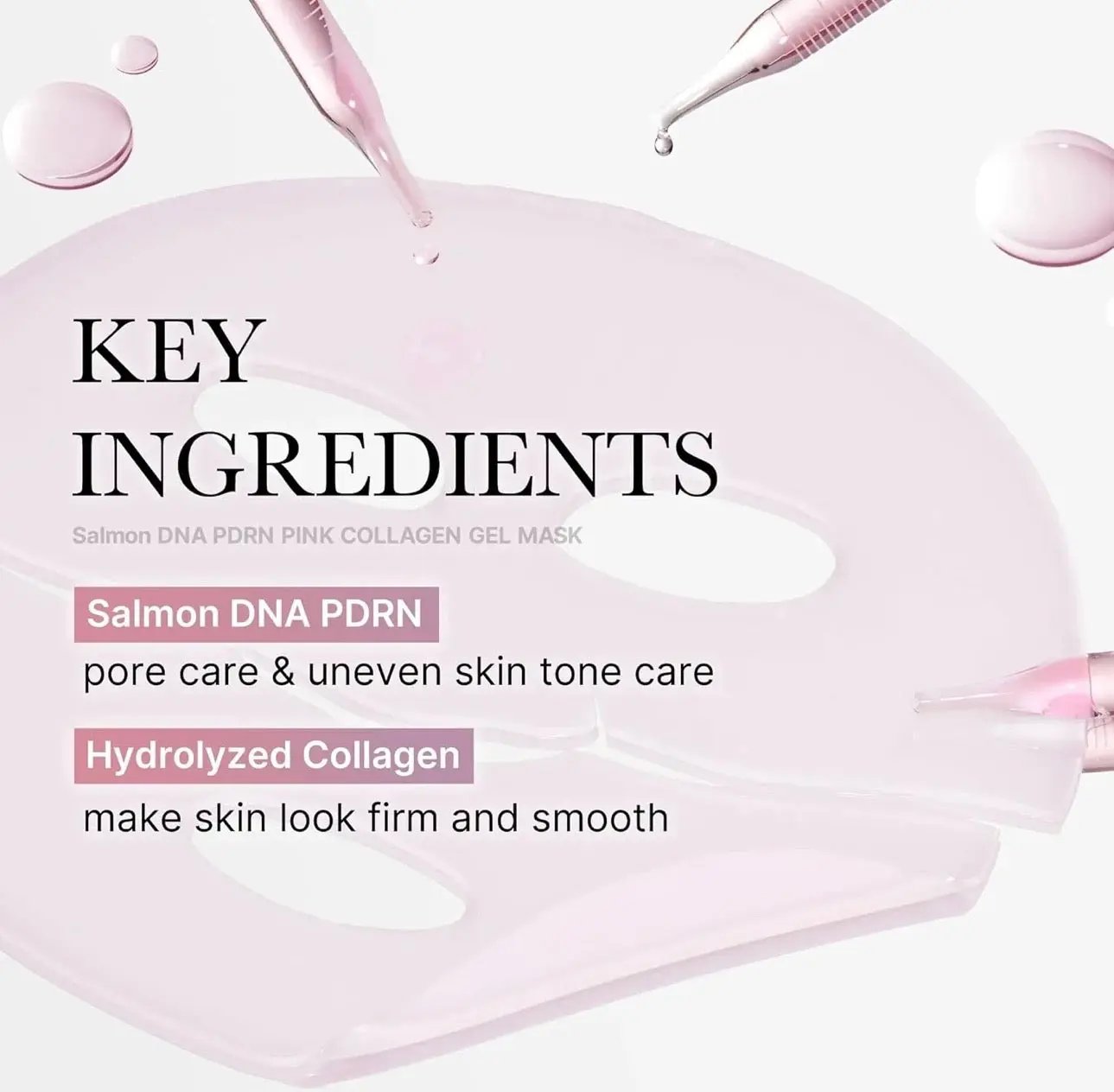 Woman wearing Medicube PDRN Pink Collagen Gel Mask on face – hydrating Korean gel mask for elasticity.