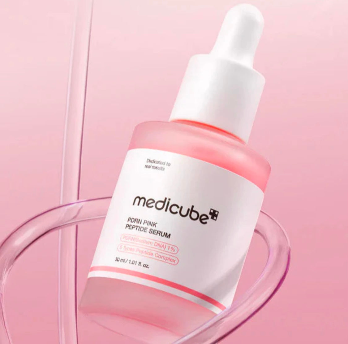Medicube PDRN peptide serum with outer box — product packaging for the Medicube PDRN Pink Peptide Serum.