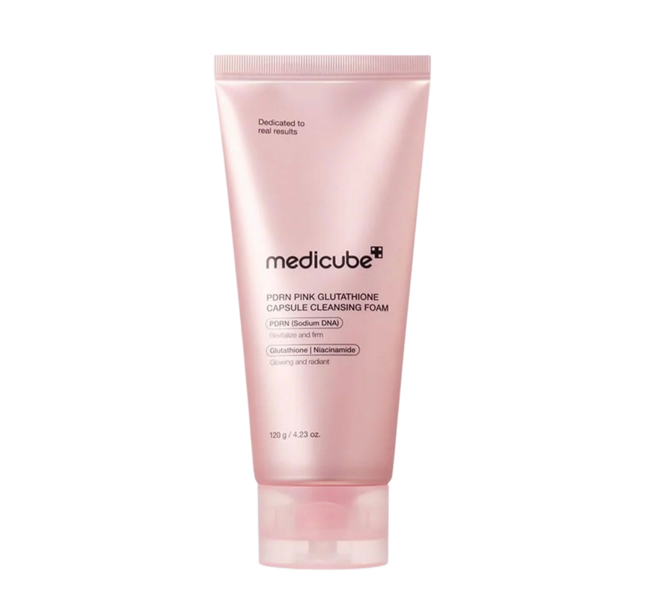 Close up of pink micro capsules dissolving in Medicube PDRN Pink Glutathione Capsule Foam