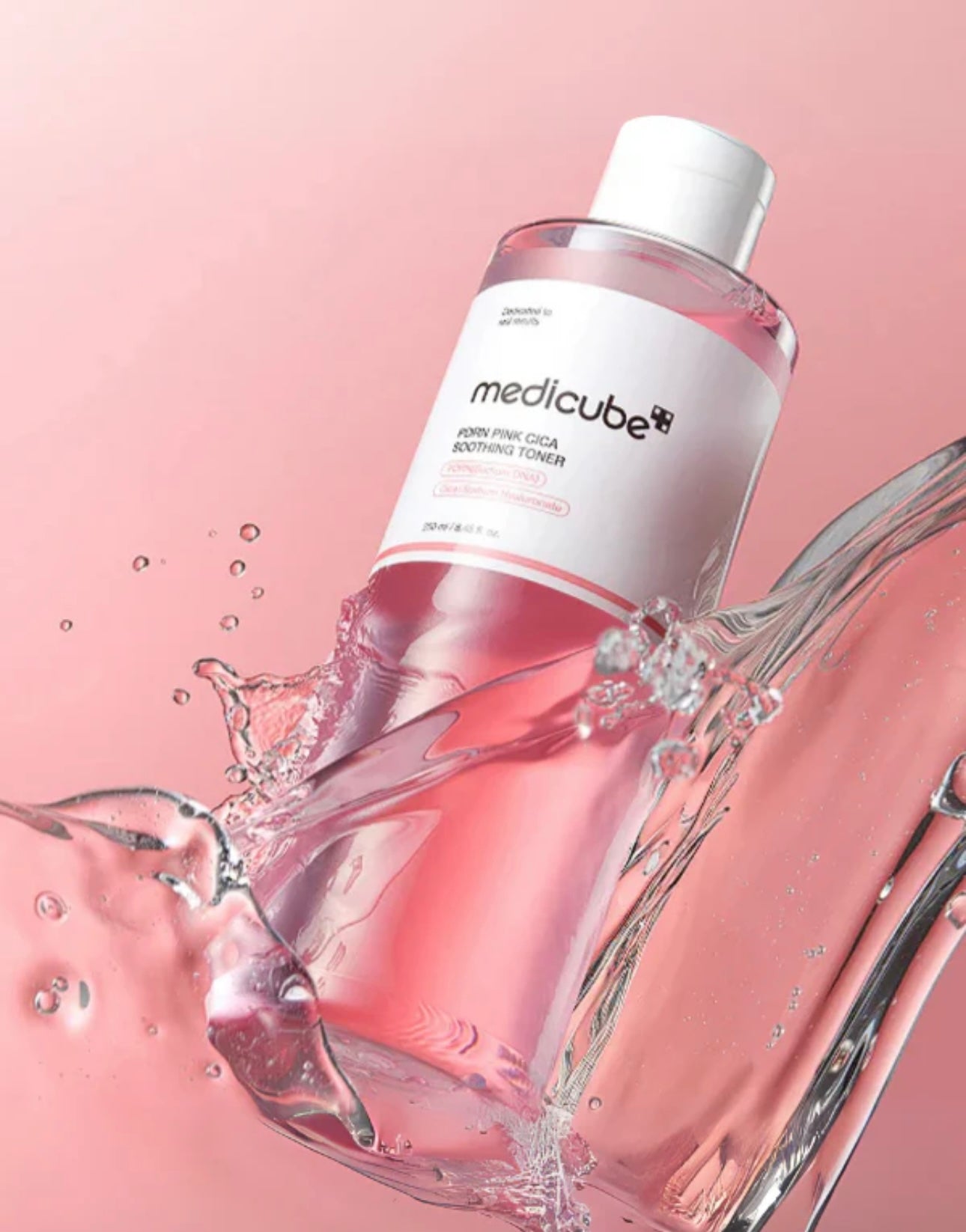Medicube PDRN Pink Cica Soothing Toner 250ml front bottle packaging for sensitive skin