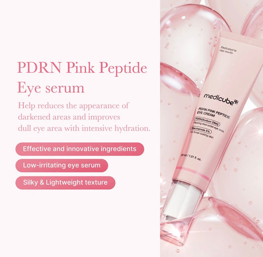 Medicube PDRN Pink Peptide Eye Cream packaging – salmon PDRN and peptide formula