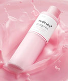 Medicube PDRN pink niacinamide milky toner boxed packaging displayed next to the product bottle.