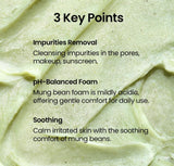 A dollop of dense, creamy lather from the Beplain Mung Bean pH Balanced Cleansing Foam in hand.