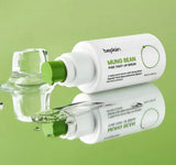 Close up of the Beplain mung bean pore serum showing the lightweight, essence-like gel texture on the back of a hand.