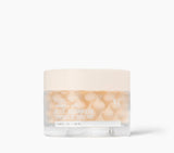 Visual representation of nano ceramides and white rice extract floating in the cream formula for skin barrier support.