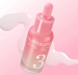 Numbuzin No.3 Bifida Bakuchiol Zero Pore Serum 30ml glass bottle with dropper on a clean white background