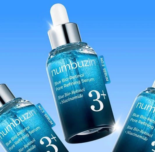 Numbuzin No. 3 Blue Bio Retinol Pore Refining Serum bottle presentation.
