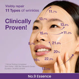 A small amount of Numbuzin No. 9 essence applied to skin to show finish
