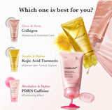 The PDRN Pink Caffeine Wrapping Mask forming a tight, invisible layer on the skin to lock in active ingredients overnight.