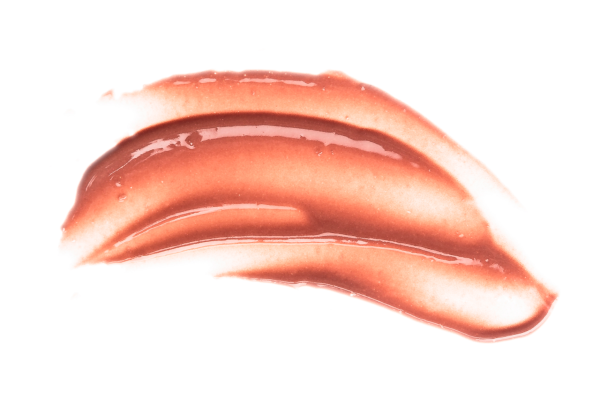 Nude-colored lip gloss swatch on a white background