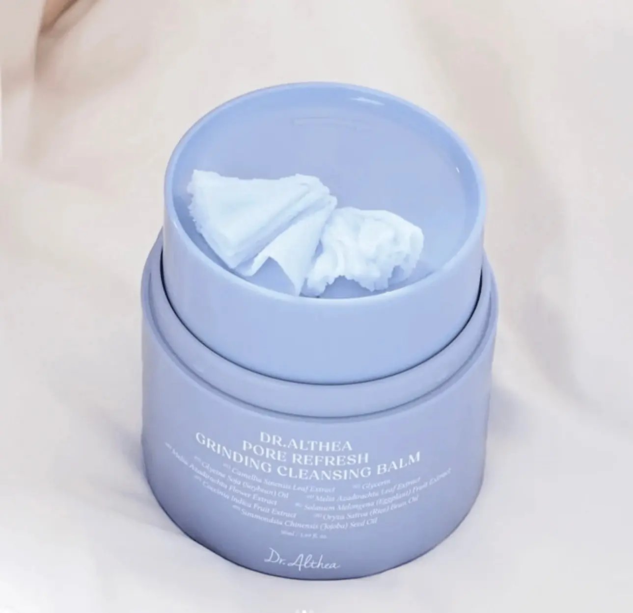 Close-up of the hygienic grinding design on Dr Althea Pore Refresh Cleansing Balm that dispenses fresh product without finger contact