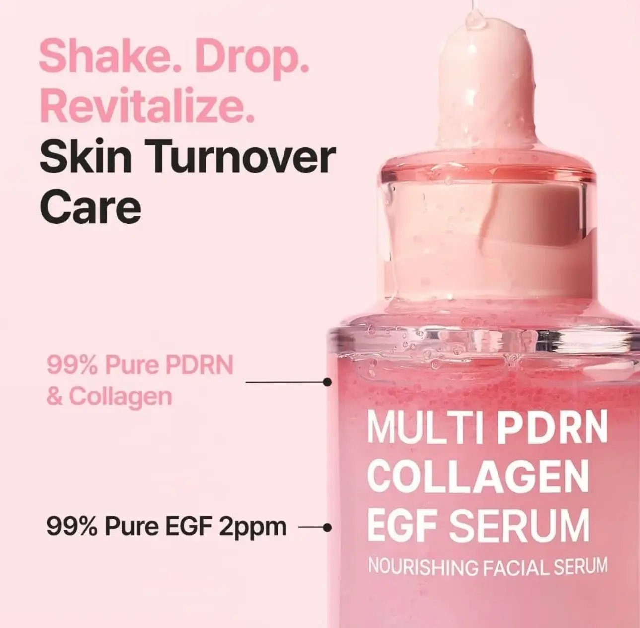 Purito Multi PDRN Collagen EGF Serum back label with ingredients and usage instructions