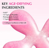 Woman with radiant, hydrated skin after using Eqqualberry NAD+ serum